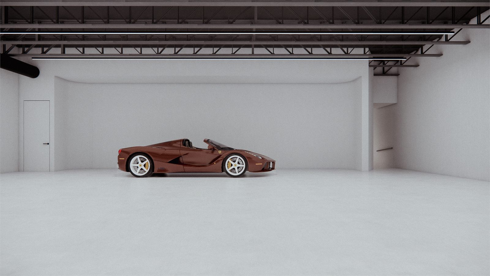 The cove taking the full width of the shell, car alone on the floor